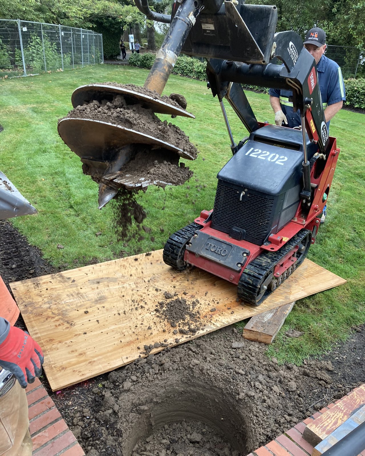 Auger drill rig on site